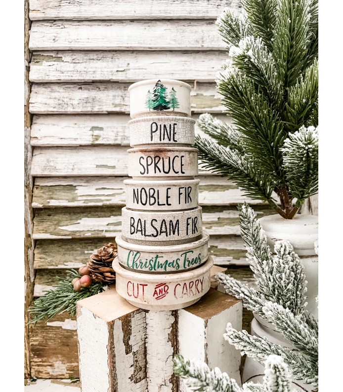 Antique English-Ironstone Christmas Tree riser stack of 7 - An Instant Collection - Holiday 